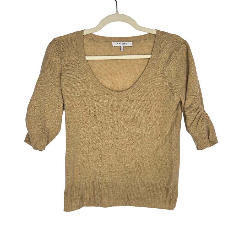 Frame Womens Cashmere Sweater Parisian Capsule Quiet Luxury Camel Light Small